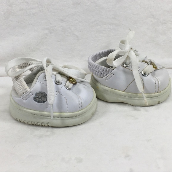 Build A Bear Skechers Shoes White Faux Leather Glitter Heart Charm - Picture 3 of 8